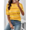 image:imageSHEWIN Womens Tops Crewneck Short Sleeve Sweater Pullover Knit Striped Shirt Spring Outfits for Women 2026Yellow