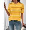 image:imageSHEWIN Womens Tops Crewneck Short Sleeve Sweater Pullover Knit Striped Shirt Spring Outfits for Women 2026Yellow