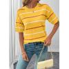 image:imageSHEWIN Womens Tops Crewneck Short Sleeve Sweater Pullover Knit Striped Shirt Spring Outfits for Women 2026Yellow