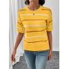 image:imageSHEWIN Womens Tops Crewneck Short Sleeve Sweater Pullover Knit Striped Shirt Spring Outfits for Women 2026Yellow