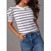 image:imageSHEWIN Womens Tops Short Sleeve Sweater Shirts for Women Striped Knit T Shirts Crewneck Summer TopsB Blue