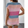 image:imageSHEWIN Womens Tops V Neck Short Sleeve Sweater Striped Color Block Pullover Cap Sleeve ShirtsDusty Pink