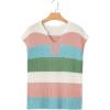 image:imageSHEWIN Womens Tops V Neck Short Sleeve Sweater Striped Color Block Pullover Cap Sleeve ShirtsGrass Green