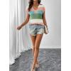 image:imageSHEWIN Womens Tops V Neck Short Sleeve Sweater Striped Color Block Pullover Cap Sleeve ShirtsGrass Green