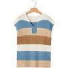 image:imageSHEWIN Womens Tops V Neck Short Sleeve Sweater Striped Color Block Pullover Cap Sleeve ShirtsKhaki