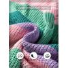 image:imageSHEWIN Womens Tops V Neck Short Sleeve Sweater Striped Color Block Pullover Cap Sleeve ShirtsLapis