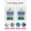 image:imageSHEWIN Womens Tops V Neck Short Sleeve Sweater Striped Color Block Pullover Cap Sleeve ShirtsLapis