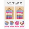image:imageSHEWIN Womens Tops V Neck Short Sleeve Sweater Striped Color Block Pullover Cap Sleeve ShirtsMist Blue