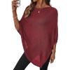 image:imageSHEWIN Womens Sheer Knit Poncho Crochet Summer Tops See Through Mesh Spring Sweaters Beach Cover Ups for Women 2026Burgundy