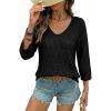 image:imageSHEWIN Womens Spring Tops Crochet 34 Length Sleeve Pullover Sweater Oversized Summer Shirts Trendy Beach Vacation ClothesBlack