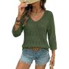 image:imageSHEWIN Womens Spring Tops Crochet 34 Length Sleeve Pullover Sweater Oversized Summer Shirts Trendy Beach Vacation ClothesGreen