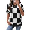 image:imageSHEWIN Womens Tops Crewneck Plaid Short Sleeve Sweater Vest Spring Outfits for Women 2026Black