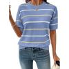 image:imageSHEWIN Womens Tops Crewneck Short Sleeve Sweater Pullover Knit Striped Shirt Spring Outfits for Women 2026Blue