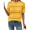 image:imageSHEWIN Womens Tops Crewneck Short Sleeve Sweater Pullover Knit Striped Shirt Spring Outfits for Women 2026Yellow