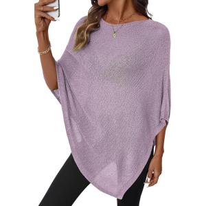 image:imageSHEWIN Womens Sheer Knit Poncho Crochet Summer Tops See Through Mesh Spring Sweaters Beach Cover Ups for Women 2026Orchid Petal