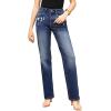 image:imageSHEWIN Straight Leg Jeans for Women Trendy High Rise Tapered Flare Jeans Stretchy Wide Leg Ankle Denim Pants with PocketsBluing