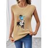 image:imageSHEWIN Womens Western Sweater Vest Crewneck Sleeveless Tops Cowgirl Casual Embroidered Tank Top 2026Beige