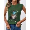 image:imageSHEWIN Womens Western Sweater Vest Crewneck Sleeveless Tops Cowgirl Casual Embroidered Tank Top 2026Green