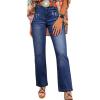 image:imageSHEWIN Straight Leg Jeans for Women Trendy High Rise Tapered Flare Jeans Stretchy Wide Leg Ankle Denim Pants with PocketsBluing