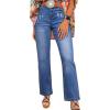 image:imageSHEWIN Straight Leg Jeans for Women Trendy High Rise Tapered Flare Jeans Stretchy Wide Leg Ankle Denim Pants with PocketsSky Blue