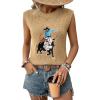 image:imageSHEWIN Womens Western Sweater Vest Crewneck Sleeveless Tops Cowgirl Casual Embroidered Tank Top 2026Beige