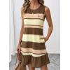image:imageSHEWIN Dresses for Women 2026 Casual Summer Striped Sundresses Ruffle Hem Sleeveless Mini Tank Dress Fashion OutfitsBrown Stripe