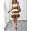 image:imageSHEWIN Dresses for Women 2026 Casual Summer Striped Sundresses Ruffle Hem Sleeveless Mini Tank Dress Fashion OutfitsBrown Stripe