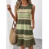 image:imageSHEWIN Dresses for Women 2026 Casual Summer Striped Sundresses Ruffle Hem Sleeveless Mini Tank Dress Fashion OutfitsGreen Stripe