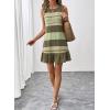 image:imageSHEWIN Dresses for Women 2026 Casual Summer Striped Sundresses Ruffle Hem Sleeveless Mini Tank Dress Fashion OutfitsGreen Stripe