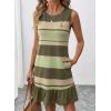 image:imageSHEWIN Dresses for Women 2026 Casual Summer Striped Sundresses Ruffle Hem Sleeveless Mini Tank Dress Fashion OutfitsGreen Stripe