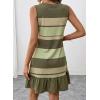 image:imageSHEWIN Dresses for Women 2026 Casual Summer Striped Sundresses Ruffle Hem Sleeveless Mini Tank Dress Fashion OutfitsGreen Stripe