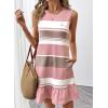 image:imageSHEWIN Dresses for Women 2026 Casual Summer Striped Sundresses Ruffle Hem Sleeveless Mini Tank Dress Fashion OutfitsPink Stripe