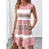 image:imageSHEWIN Dresses for Women 2026 Casual Summer Striped Sundresses Ruffle Hem Sleeveless Mini Tank Dress Fashion OutfitsPink Stripe