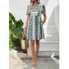 image:imageSHEWIN Dresses for Women Geometric Print Loose Fit V Neck Short Sleeve Summer Dress Beach Vacation 2026 TrendyGreen
