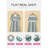 image:imageSHEWIN Dresses for Women Geometric Print Loose Fit V Neck Short Sleeve Summer Dress Beach Vacation 2026 TrendyGreen