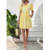 image:imageSHEWIN Dresses for Women Geometric Print Loose Fit V Neck Short Sleeve Summer Dress Beach Vacation 2026 TrendyYellow