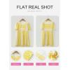 image:imageSHEWIN Dresses for Women Geometric Print Loose Fit V Neck Short Sleeve Summer Dress Beach Vacation 2026 TrendyYellow