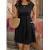 image:imageSHEWIN Women Summer Casual Mini Dress Lightweight Textured Boho Sundress with Pocket 2026Black