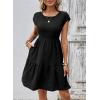image:imageSHEWIN Women Summer Casual Mini Dress Lightweight Textured Boho Sundress with Pocket 2026Black