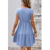image:imageSHEWIN Women Summer Casual Mini Dress Lightweight Textured Boho Sundress with Pocket 2026Blue