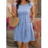 image:imageSHEWIN Women Summer Casual Mini Dress Lightweight Textured Boho Sundress with Pocket 2026Blue