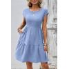 image:imageSHEWIN Women Summer Casual Mini Dress Lightweight Textured Boho Sundress with Pocket 2026Blue