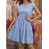 image:imageSHEWIN Women Summer Casual Mini Dress Lightweight Textured Boho Sundress with Pocket 2026Blue