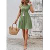 image:imageSHEWIN Women Summer Casual Mini Dress Lightweight Textured Boho Sundress with Pocket 2026Green