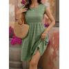 image:imageSHEWIN Women Summer Casual Mini Dress Lightweight Textured Boho Sundress with Pocket 2026Green