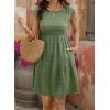 image:imageSHEWIN Women Summer Casual Mini Dress Lightweight Textured Boho Sundress with Pocket 2026Green