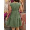 image:imageSHEWIN Women Summer Casual Mini Dress Lightweight Textured Boho Sundress with Pocket 2026Green