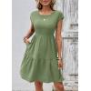 image:imageSHEWIN Women Summer Casual Mini Dress Lightweight Textured Boho Sundress with Pocket 2026Green