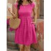 image:imageSHEWIN Women Summer Casual Mini Dress Lightweight Textured Boho Sundress with Pocket 2026Hot Pink