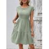 image:imageSHEWIN Women Summer Casual Mini Dress Lightweight Textured Boho Sundress with Pocket 2026Mint Green